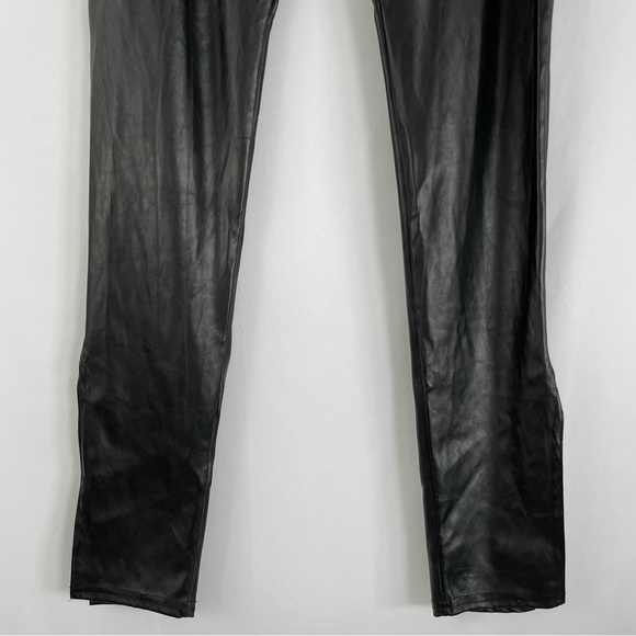 PrettyLittleThing Black Faux Leather Side Split Hem High Rise Pants Size 6 - Picture 8 of 16